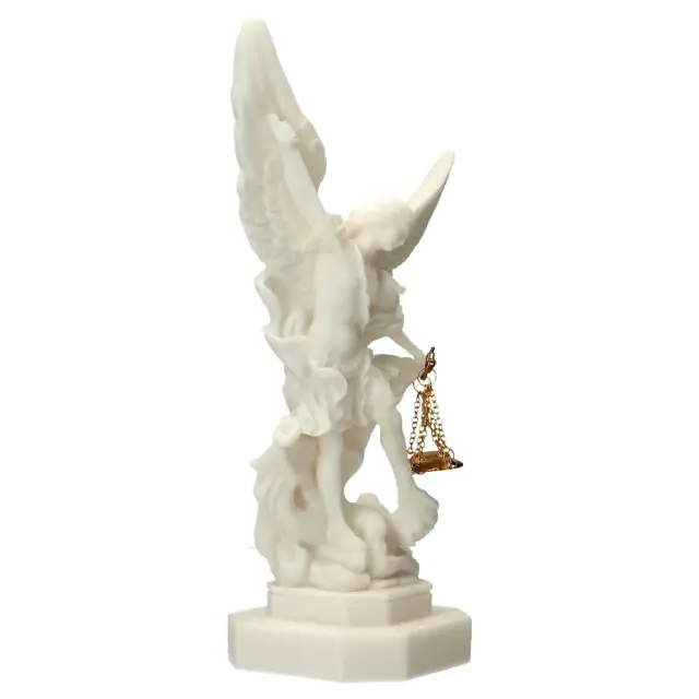 Statue 20 cm - Albâtre - St Michel avec balance