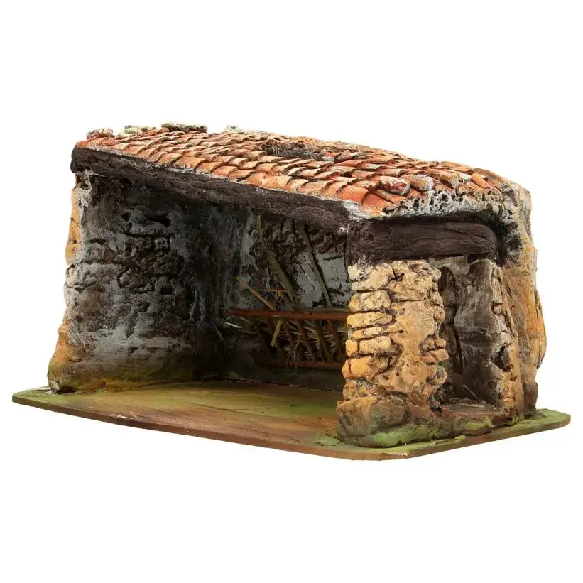 Décor pour santons de Provence - Etable toit ouvert - 26 x 16 x H 14 cm