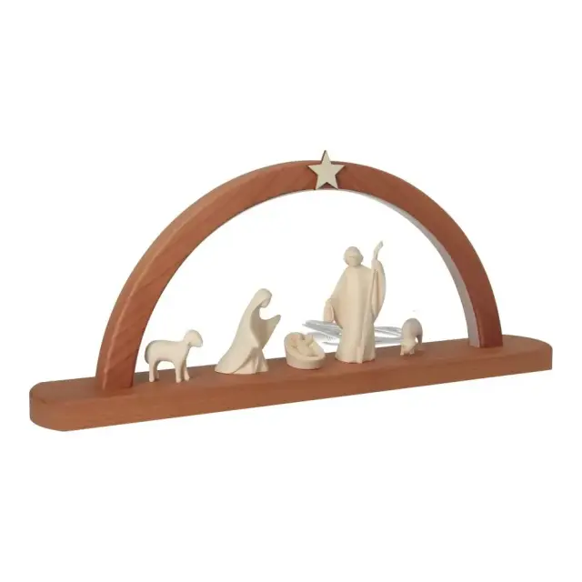 Crèche de Noël moderne en bois avec lumière