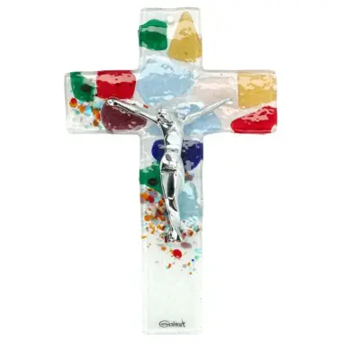 Kruisbeeld glas 16 cm