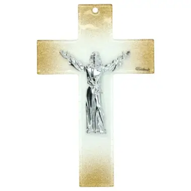 Kruisbeeld glas 16 cm