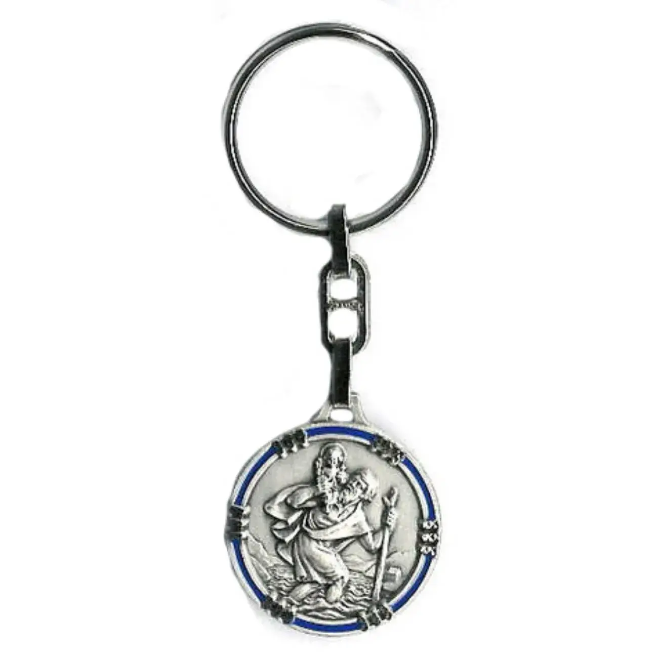 Porte-Clefs - St Christophe - 30 mm - Email Bleu