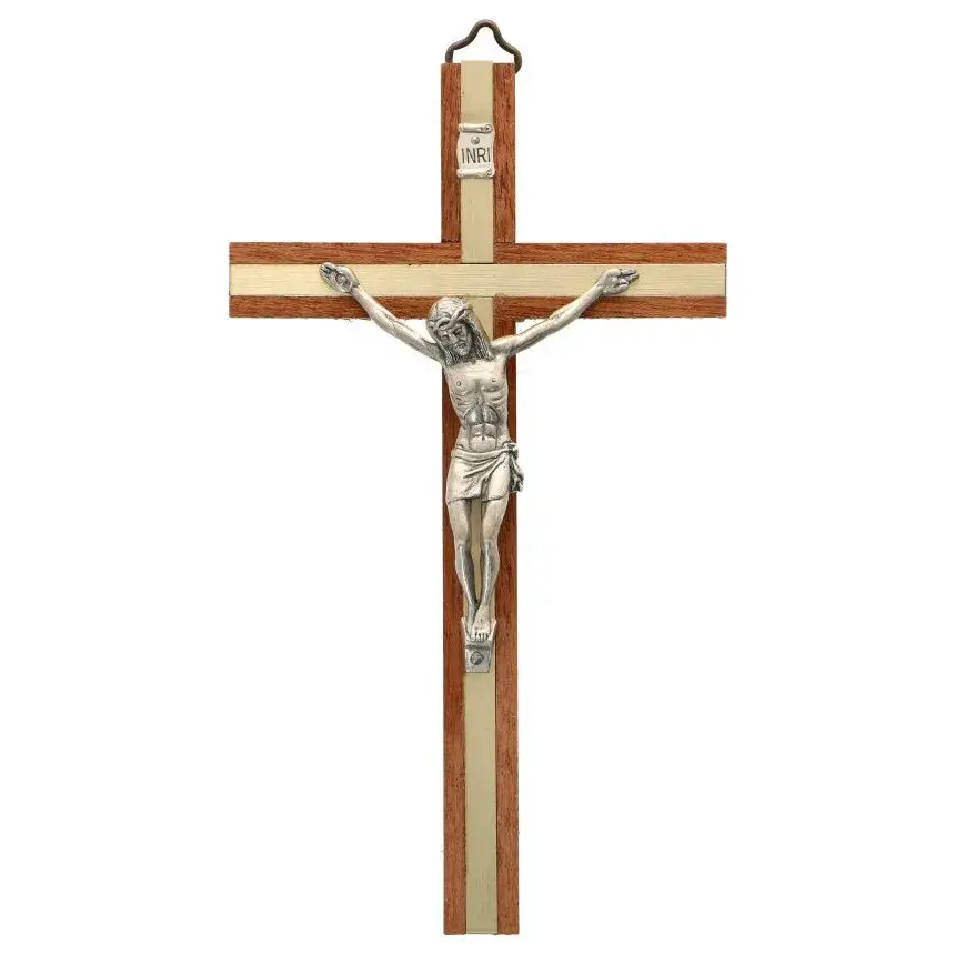 Kruisbeeld - 17 cm - Hout/Metaal