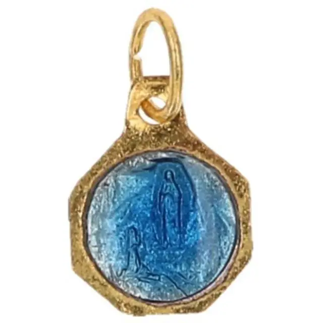 Médaille 8 mm - Vierge - Doré Email bleu