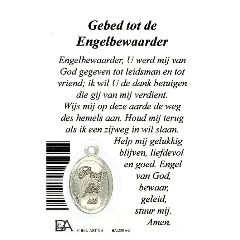 Carte-médaille-prière - Ange Gardien - Néerlandais