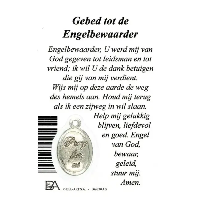 Carte-médaille-prière - Ange Gardien - Néerlandais