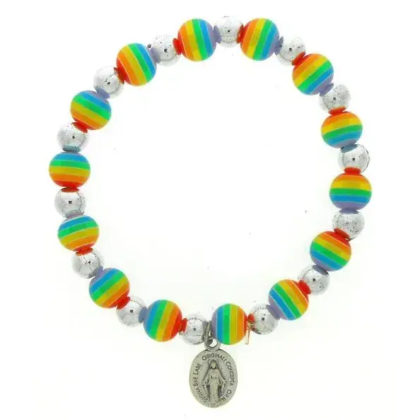 elastic bracelet rainbow miraculous medal
