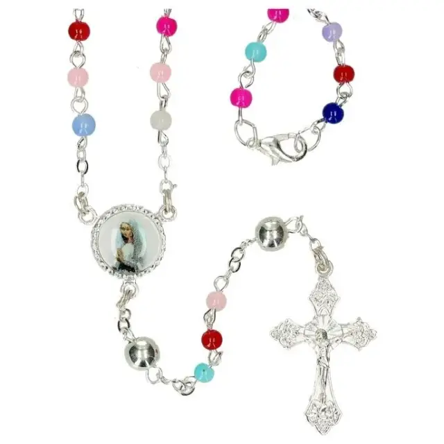 Mini chapelet multicolore + mousqueton + boîte