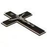 Croix murale - 16 cm - Bois noir et blanc