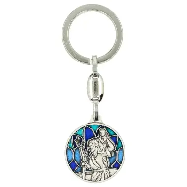 Porte-Clefs - St Christophe - 30 mm - Email Bleu