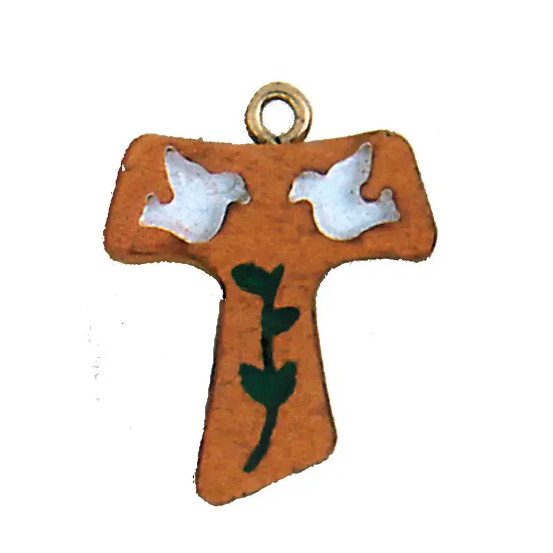 Croix Tau s/cordon - 30 mm - Bois d'olivier