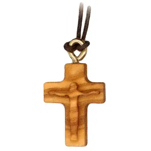 Croix s/cordon - 25 mm - Bois d'olivier