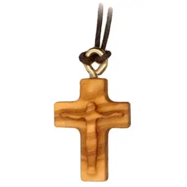 Croix s/cordon - 25 mm - Bois d'olivier