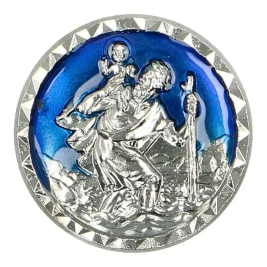 Méd. Aimantée - St Christophe - 23 mm - Email Bleu