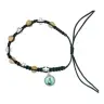 Armband op koord Houten kralen - Kruisje email + med. - Kl. ass.