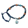 Armband op koord Houten kralen - Kruisje email + med. - Kl. ass.