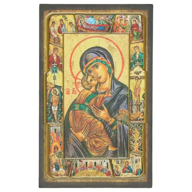 Icon 12 X 7.5 cm Virgin Vladimir