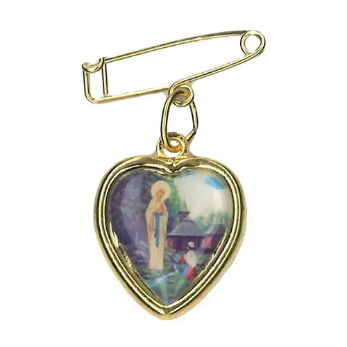 Pin apparition Medal Banneux Golden Heart 1.5 cm