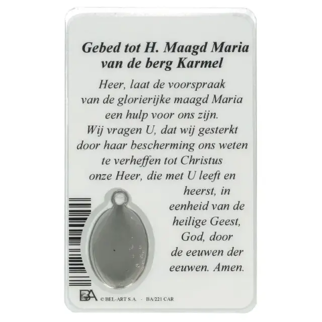 Carte-médaille-prière - Vierge du Carmel - Néerlandais