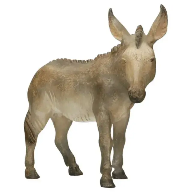 Donkey in wood for christmas nativity set 50 Cm Gold col