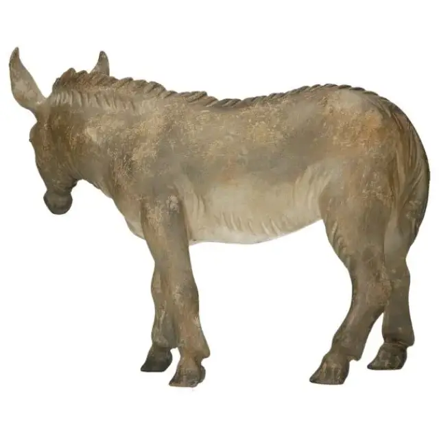 Donkey in wood for christmas nativity set 50 Cm Gold col