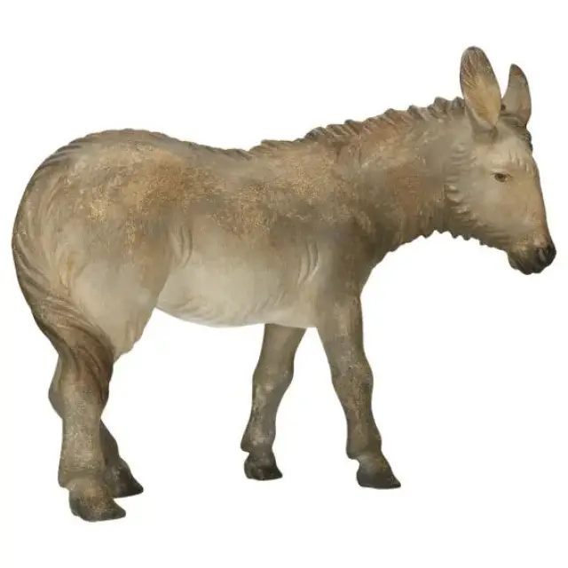Donkey in wood for christmas nativity set 50 Cm Gold col