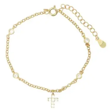 Bracelet en plaqué or avec croix et zircons