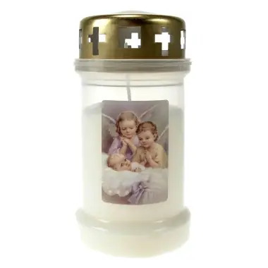 Bougie 3J / CD / blanc / Deux anges + enfant