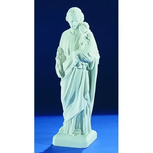 St Joseph 31 cm - "Marbre" Blanc