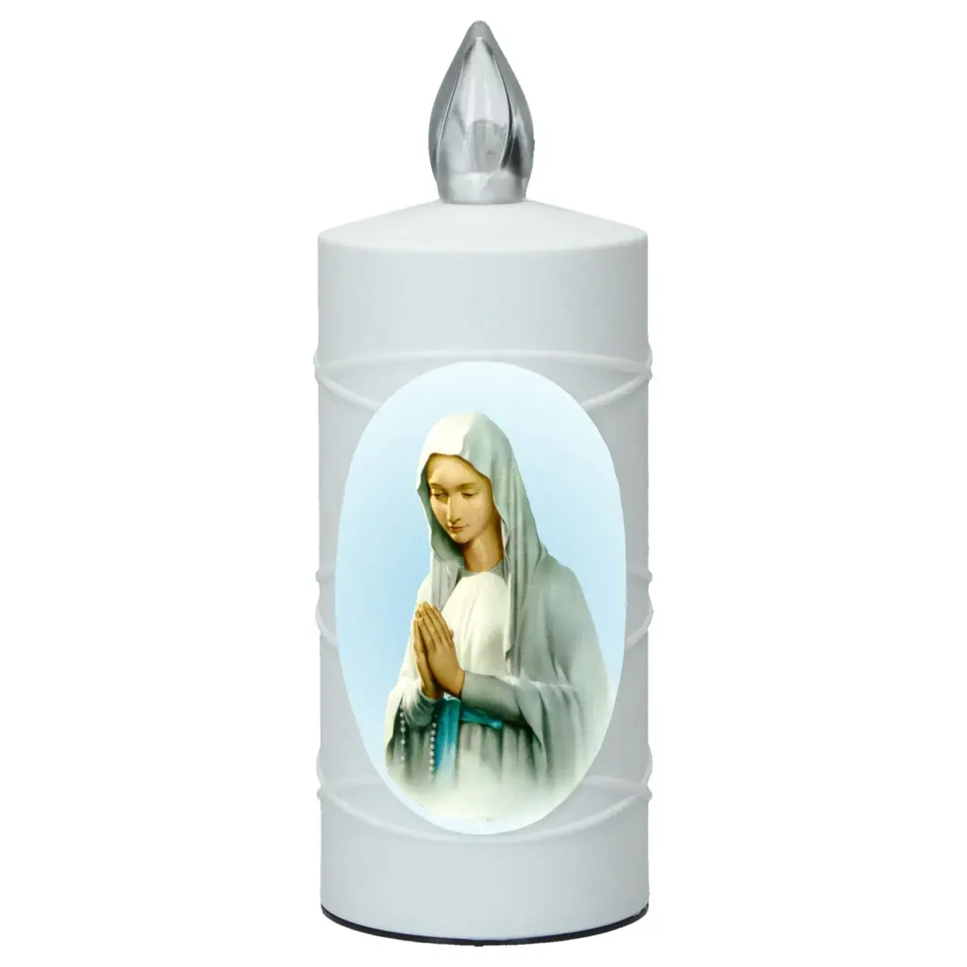 Lampe de cimetière Vierge priante avec 2 piles AA incluses