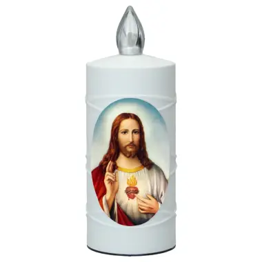 Lampe de cimetière Sacré Coeur de Jésus avec 2 piles AA incluses