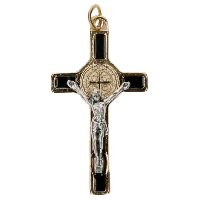 Croix St Benoît - 39 mm - Noir / Doré