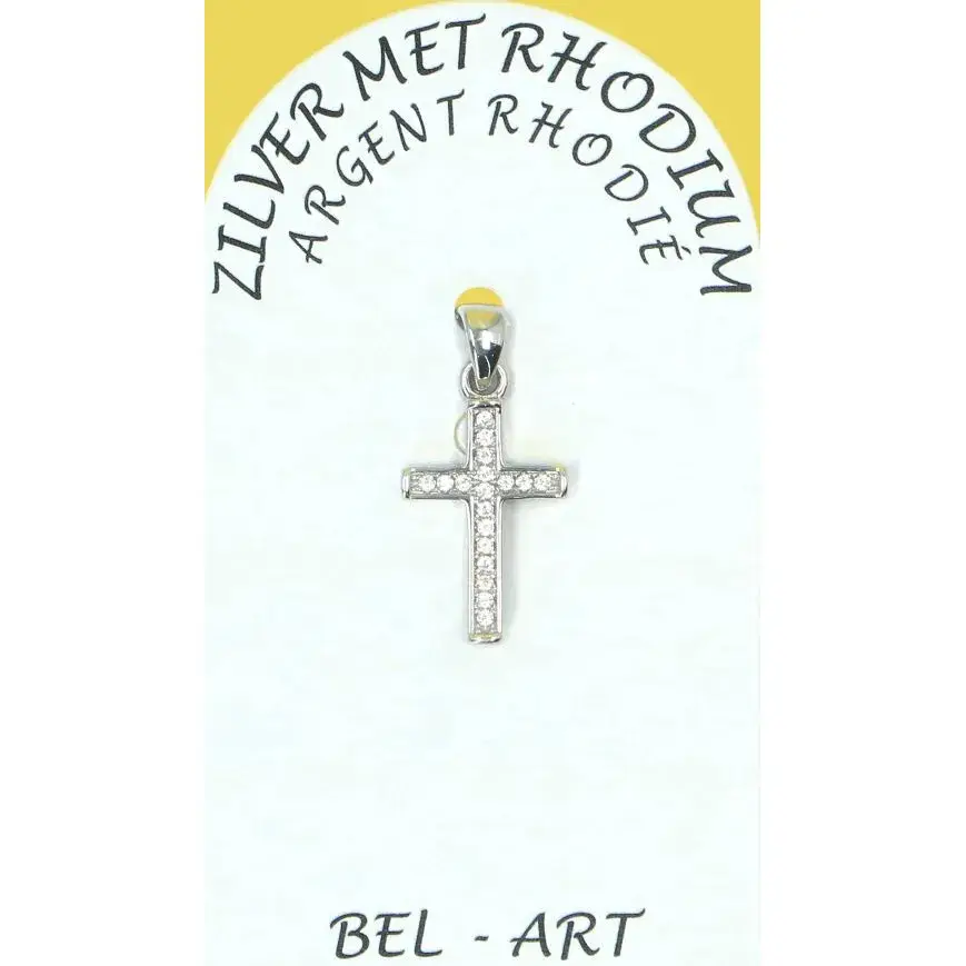 Croix Argent avec zircons - 15 X 10 mm