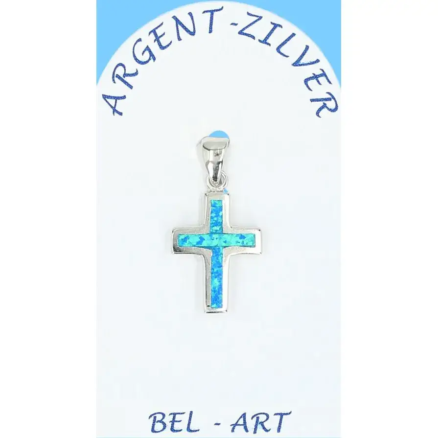 Opal silver cross 15 X 12 Mm