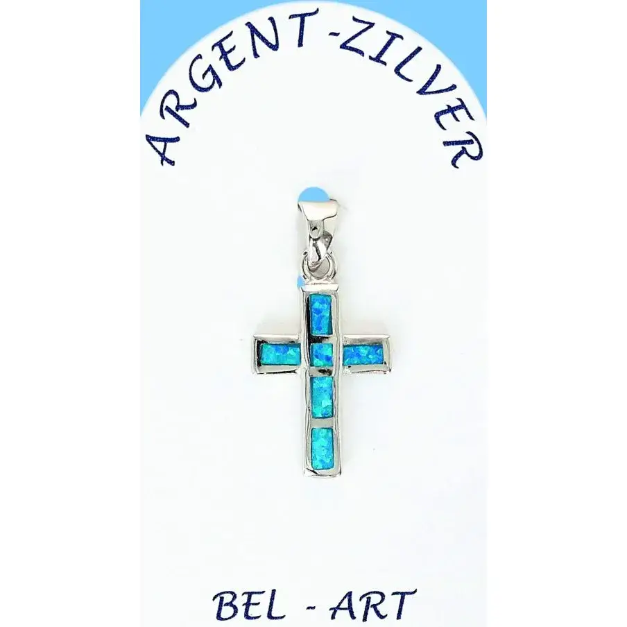 Opal silver cross 18 X 13 Mm