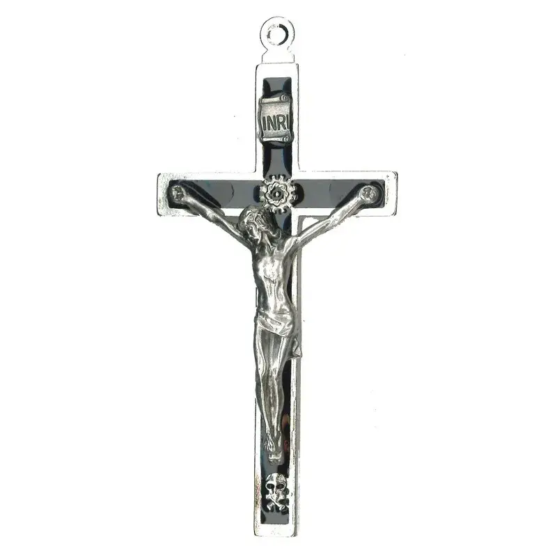 Kruisbeeld - 11 cm - Email / Zwart