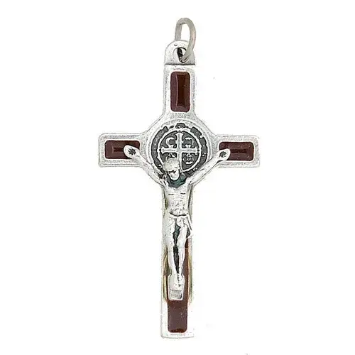 Croix St Benoît - 39 mm - Marron / Agté