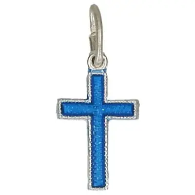 Croix - 13 x 9 mm - Métal Email bleu