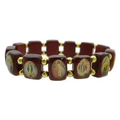 Bracelet s/élastique - bois - plurisaints