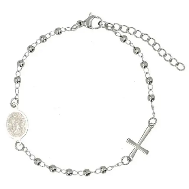 Stalen armband met kruis verschillende kleuren
