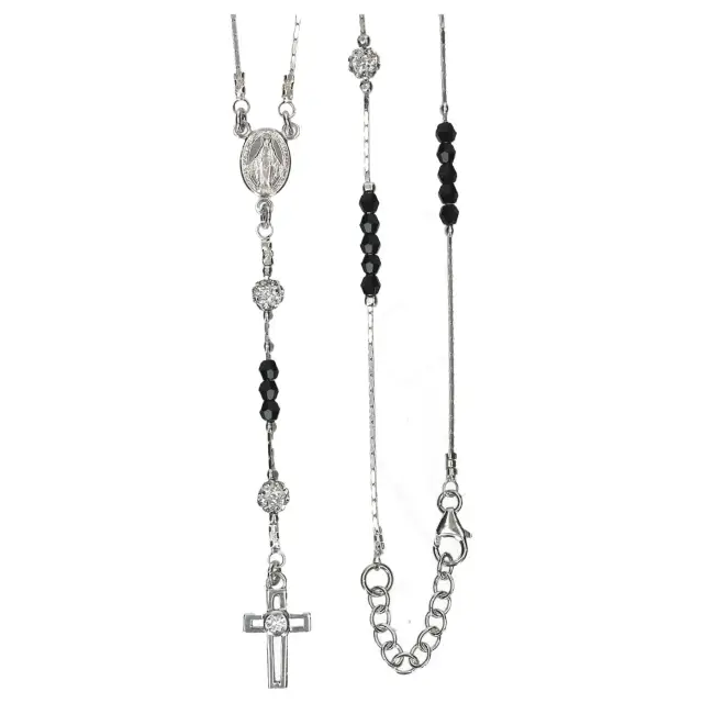 Rozenkrans zilver met rhodium en cristal zwart 3 mm