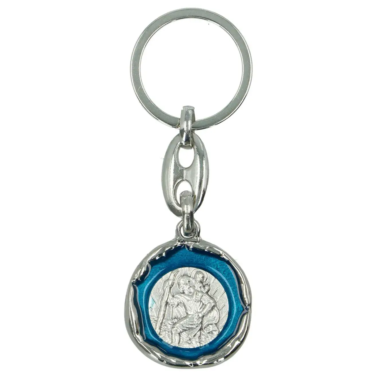 Porte-Clefs - St Christophe - Email bleu