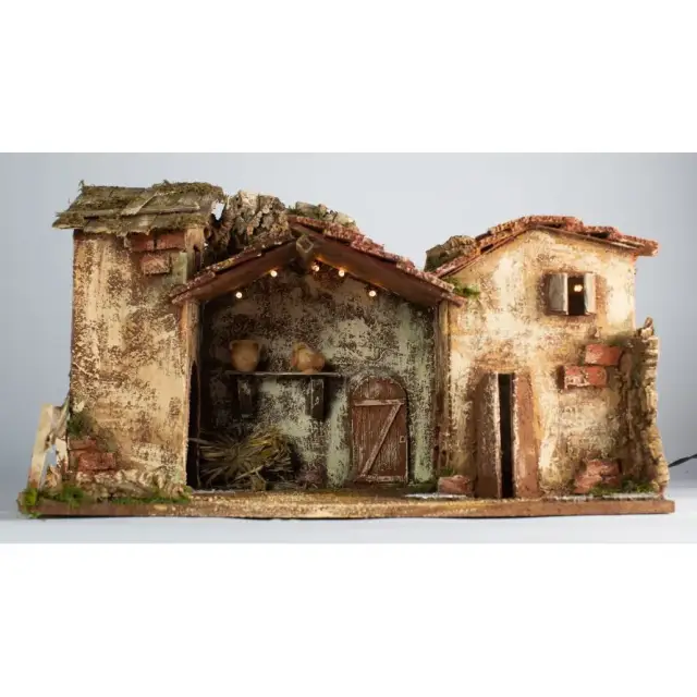 empty christmas stable with light 15 cm crib characters (50x23x36cm)