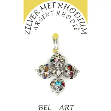 Croix Argent Rhodie Swarovsky 8 Mm Multicolor