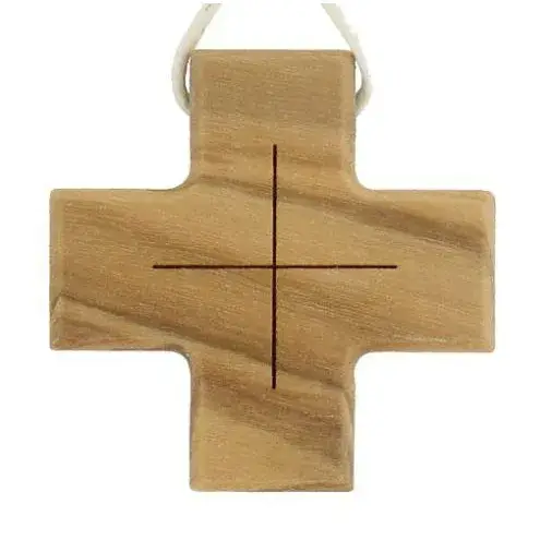Croix d'aube en bois d'olivier - 38 x 38 mm