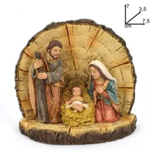 Heilige Familie op boomstam (7.5 x 3.5 x 7cm)