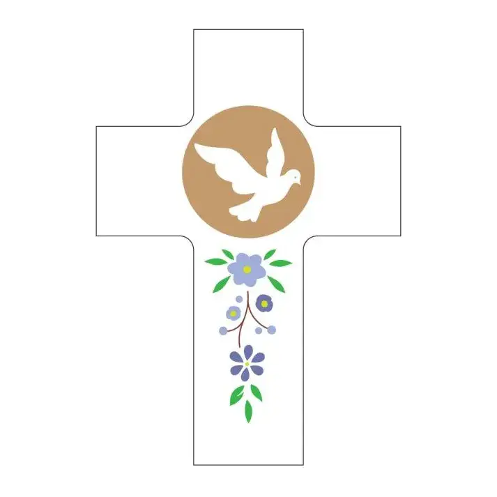 Croix murale blanche "saint esprit viens"