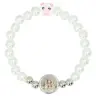 Elastic bracelet with white / blue or pink pearls
