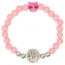 Elastic bracelet with white / blue or pink pearls