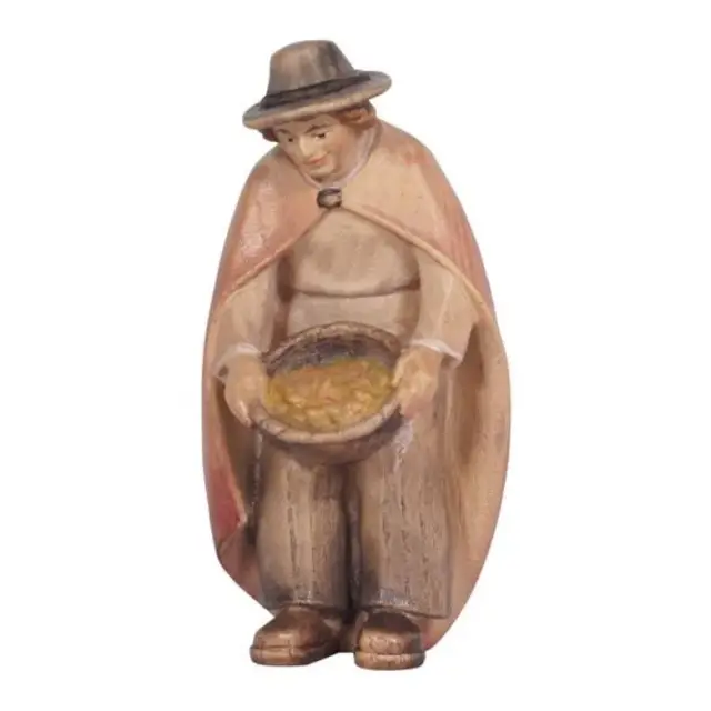 Berger Avec Plateau : crèche de Noël en bois Pema 12 cm
